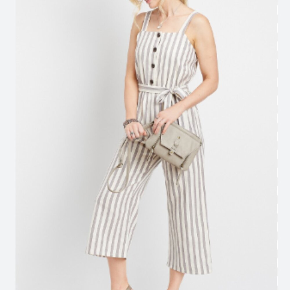 Maurices‎ stripe tie front jumpsuit